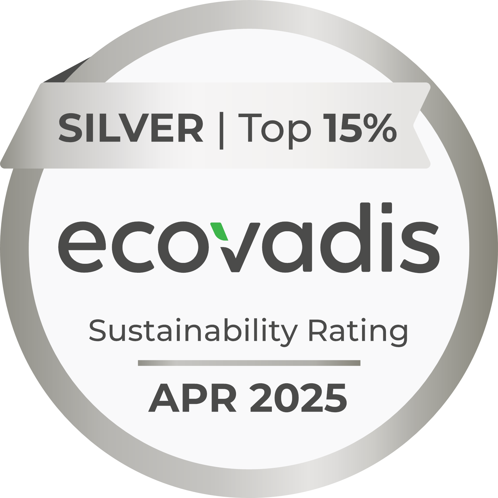 evovadis Silver Top 15 % Sustainability Rating